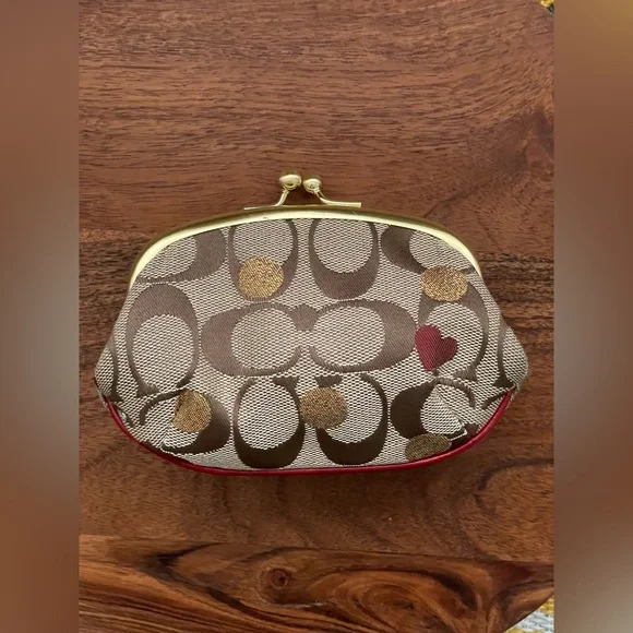 COACH Tan Signature Jacquard w/Gold Dot & Red Heart Set - Picture 8 of 10